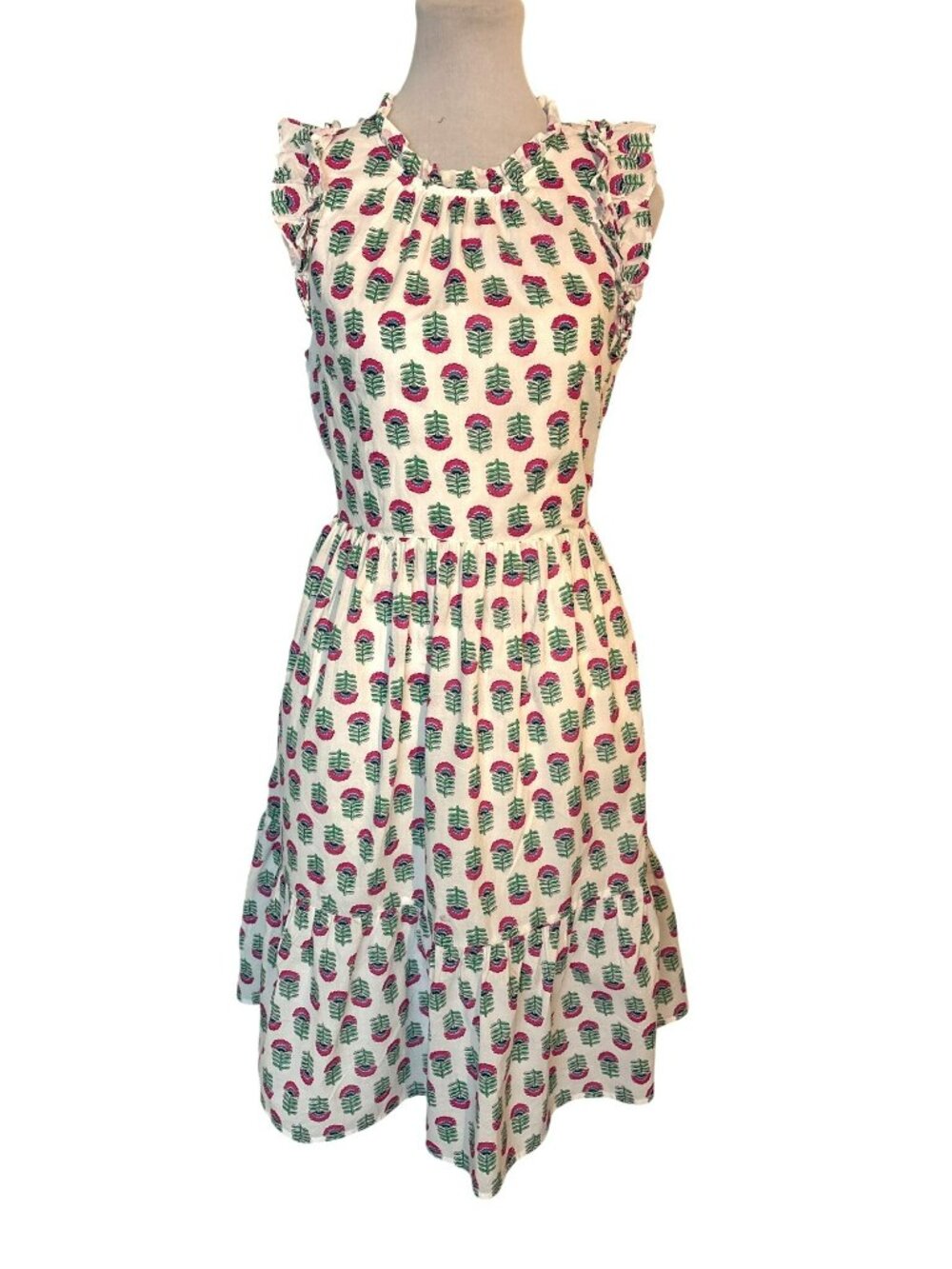 J. Crew Factory Sleeveless Floral Ruffle Cotton Midi Dress Size 2
